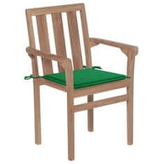 shumee 6 db összecsukható tömör tíkfa kerti szék párnával