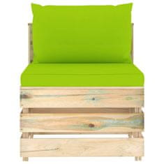 shumee zöld impregnált fa elemes középső kanapé párnákkal
