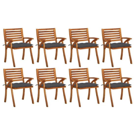 Greatstore 8 db tömör akácfa kerti szék párnákkal