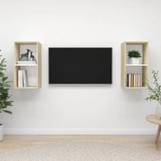 Greatstore 2 db fehér és tölgyszínű forgácslap fali TV-szekrény