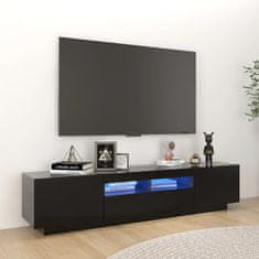 shumee fekete TV-szekrény LED-lámpákkal 180 x 35 x 40 cm