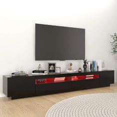 shumee fekete TV-szekrény LED-lámpákkal 260 x 35 x 40 cm