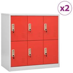 shumee 2 db világosszürke-piros acél zárható szekrény 90x45x92,5 cm 
