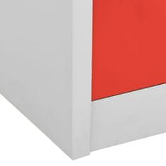 shumee 2 db világosszürke-piros acél zárható szekrény 90x45x92,5cm 