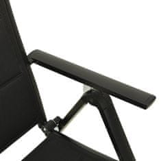 shumee 2 db fekete textilén és alumínium összecsukható kerti szék