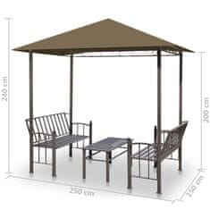 shumee tópszínű kerti pavilon asztallal, padokkal 2,5x1,5x2,4 m 