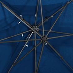 Greatstore azúrkék dupla tetejű konzolos napernyő 250 x 250 cm