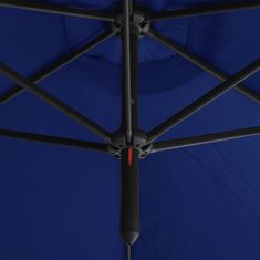 Greatstore azúrkék dupla napernyő acélrúddal 600 cm