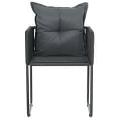 shumee 4 db fekete polyrattan kültéri szék párnával