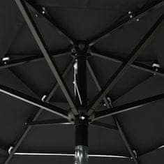 Greatstore 3 szintes fekete napernyő alumíniumrúddal 2 m