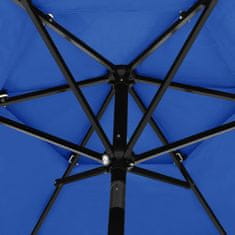 Greatstore 3 szintes azúrkék napernyő alumíniumrúddal 2,5 m