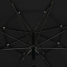 Greatstore 3 szintes fekete napernyő alumíniumrúddal 3,5 m