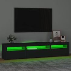 shumee fekete TV-szekrény LED-világítással 195x35x40 cm
