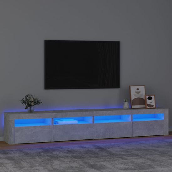 Greatstore betonszürke TV-szekrény LED-lámpákkal 240x35x40 cm