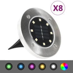 shumee 8 db RGB színű napelemes talajba építhető LED-lámpa