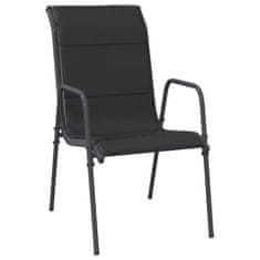 Greatstore 6 db fekete acél és textilén kerti szék