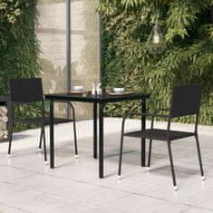 Greatstore fekete acél és üveg kerti étkezőasztal 80 x 80 x 74 cm