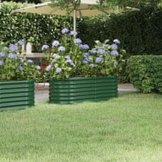 Greatstore zöld porszórt acél kerti ültetőláda 114x40x36 cm