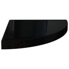 shumee 2 db magasfényű fekete MDF lebegő sarokpolc 35 x 35 x 3,8 cm