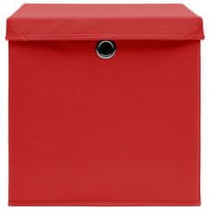 Greatstore 10 db piros fedeles tárolódoboz 28 x 28 x 28 cm