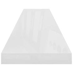 shumee 2 db magasfényű fehér MDF fali polc 120 x 23,5 x 3,8 cm