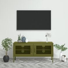 shumee olívazöld acél TV-szekrény 105 x 35 x 50 cm 