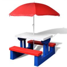 shumee színes gyerek piknikasztal paddal és napernyővel