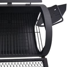 Greatstore faszenes BBQ grillsütő alsó polccal, fekete XXL