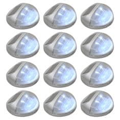 shumee 12 db kerek ezüstszínű kültéri napelemes LED falilámpa