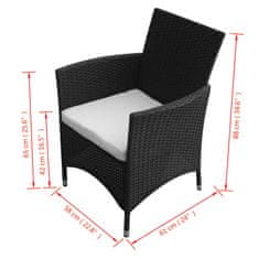 shumee 2 db fekete polyrattan kerti szék 