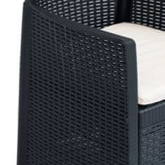 Greatstore 2 db antracit rattan hatású műanyag kerti szék párnával