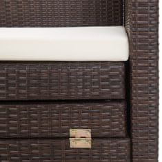 shumee 3-személyes barna kinyitható műrattan kanapéágy tetővel