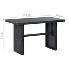 Greatstore fekete polyrattan kerti asztal 110 x 60 x 67 cm