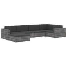 Greatstore 1 db fekete polyrattan moduláris középső kanapé párnákkal