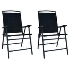 shumee 2 db fekete összecsukható kerti textilén szék