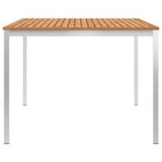Greatstore tömör tíkfa és rozsdamentes acél kerti étkezőasztal 200x100x75cm