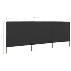 shumee 3 paneles antracitszürke szövet szélfogó 400 x 80 cm
