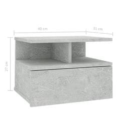 shumee 2 db betonszürke forgácslap úszó éjjeliszekrény 40 x 31 x 27 cm 