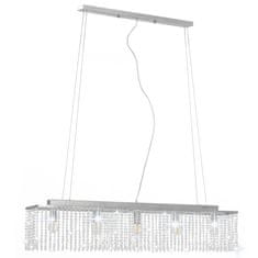 Greatstore ezüstszínű mennyezeti lámpa kristálygyöngyökkel 104 cm E14