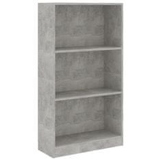 shumee 3 szintes betonszürke megmunkált fa könyvszekrény 60x24x109 cm