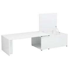 Greatstore magasfényű fehér forgácslap dohányzóasztal 150 x 50 x 35 cm