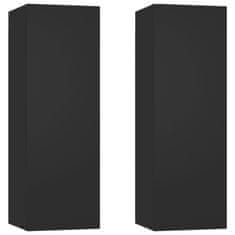 Greatstore 2 db fekete forgácslap TV-szekrény 30,5 x 30 x 90 cm