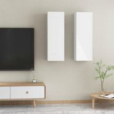 shumee 2 db magasfényű fehér forgácslap TV-szekrény 30,5 x 30 x 90 cm