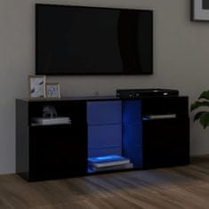 shumee fekete TV-szekrény LED-lámpákkal 120 x 30 x 50 cm
