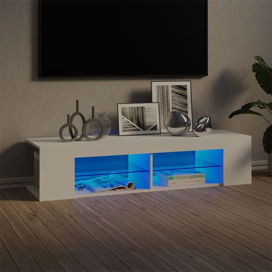 shumee fehér TV-szekrény LED-lámpákkal 135 x 39 x 30 cm