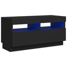 shumee fekete TV-szekrény LED-lámpákkal 80 x 35 x 40 cm