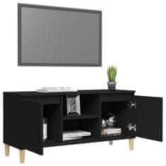 shumee fekete TV-szekrény tömör falábakkal 103,5 x 35 x 50 cm