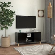shumee fekete TV-szekrény tömör falábakkal 103,5 x 35 x 50 cm