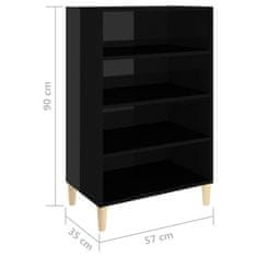 shumee magasfényű fekete forgácslap tálalószekrény 57 x 35 x 90 cm