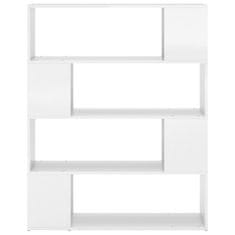 Greatstore magasfényű fehér térelválasztó könyvszekrény 100 x 24 x 124 cm